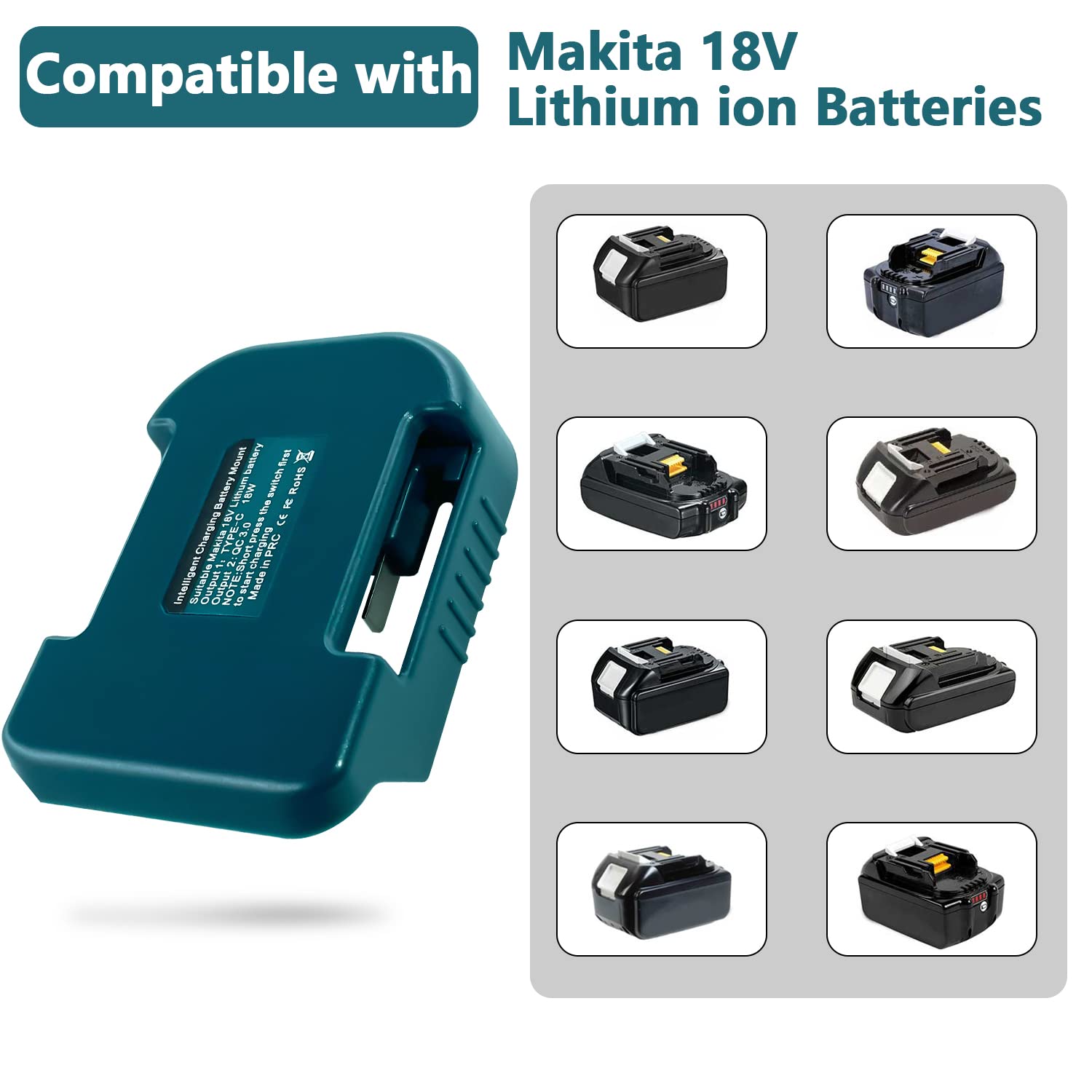 2 Pack USB Ladegeräte Adapter für Makita 18V Akku, mit USB & Type-C Phone Charging Adapter Schnelllade Akkuadapter (nur Adapter)
