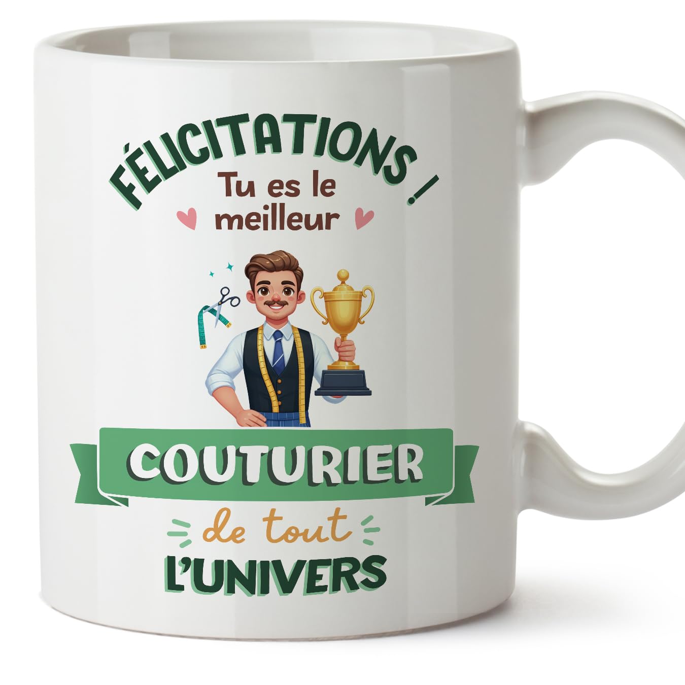 MUGFFINS Dressmaker Man Mug - in French - Meilleur Univers Trophée - Funny Gift for Colleagues - Ceramic 11oz Mug — image 1