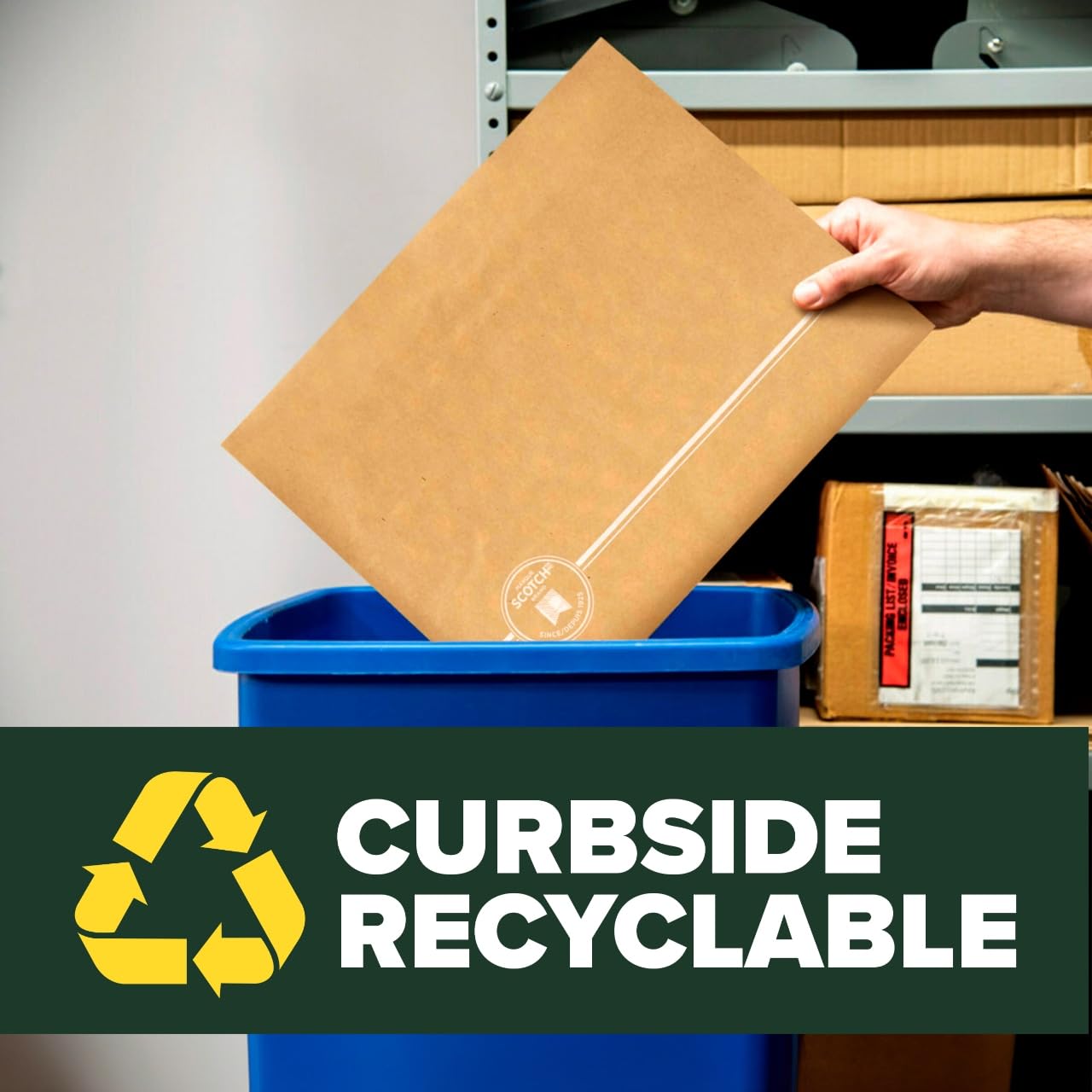 Scotch Curbside CR-2-1 Lot de 100 enveloppes rembourrées recyclables, 26,7 x 22,9 cm, protection similaire aux enveloppes à bulles traditionnelles