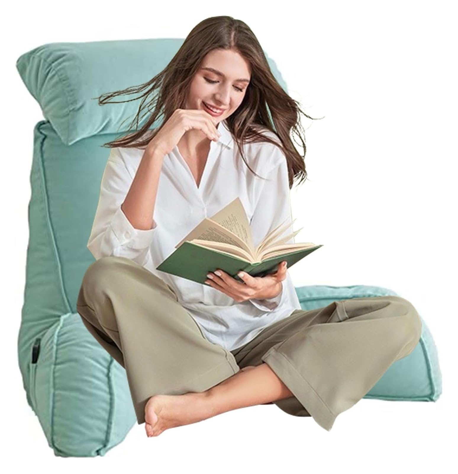 Iulgfsc Lime Green Reading Pillow， Soft Cozy Large Adult Backrest Lounge Cushion