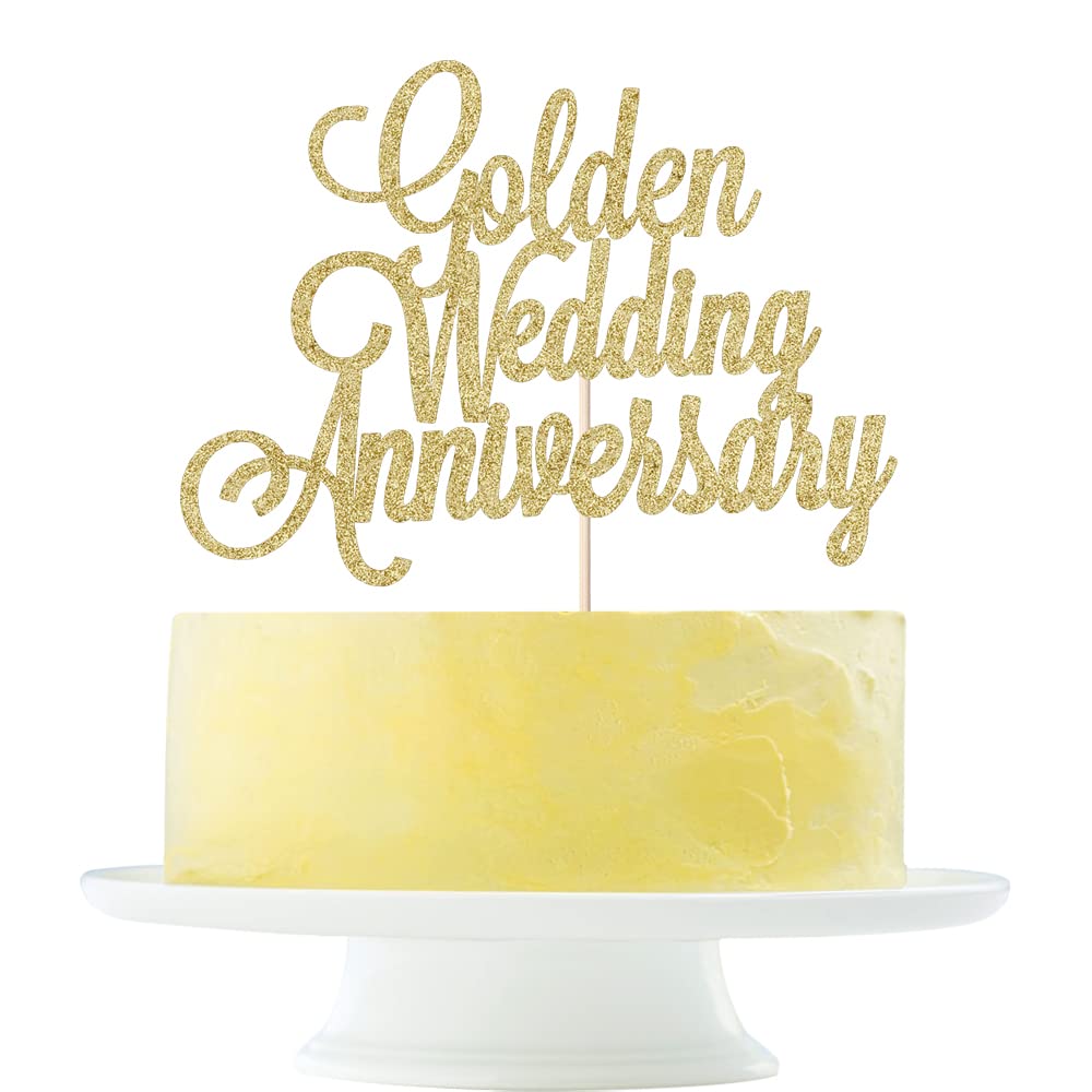 Buy Anniversary Cake Topper Golden Weding Anniversary Cake Topper
