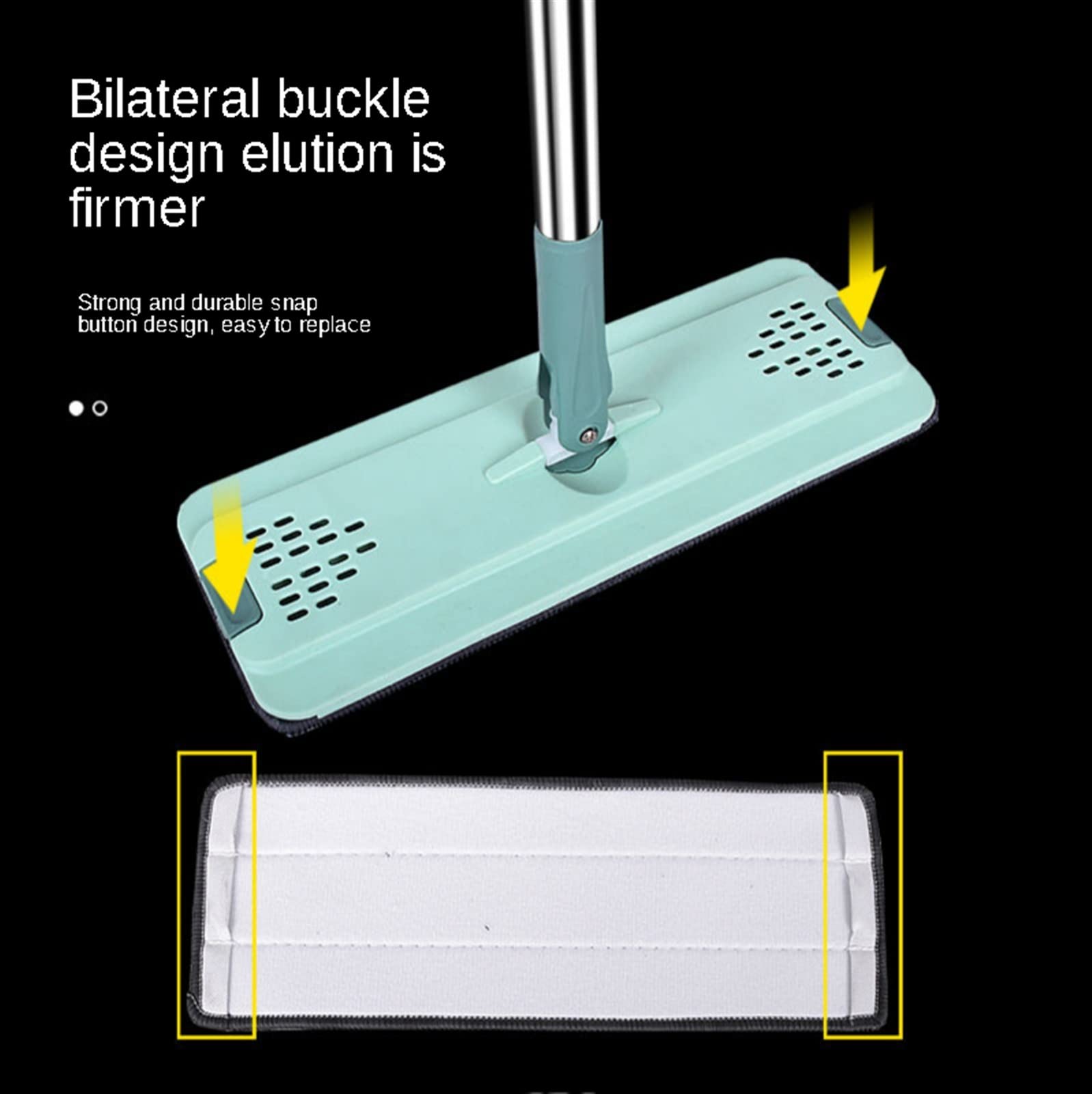 Bodenwischer Hände frei Wäsche Squeeze Mop mit 3 Mikrofaser-Pads Self Wringing-Reinigungsboden-Mopp, 360-Grad-Spin, trockener und nass Flachmop Wischmopp (Color : Green Within 1 pad)
