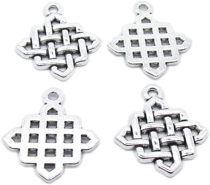 370 Pieces Antique Silver Tone Jewelry Charms Suppliers Arts Crafts Making Beading Findings Crafting QI4C4C Chinese Knot