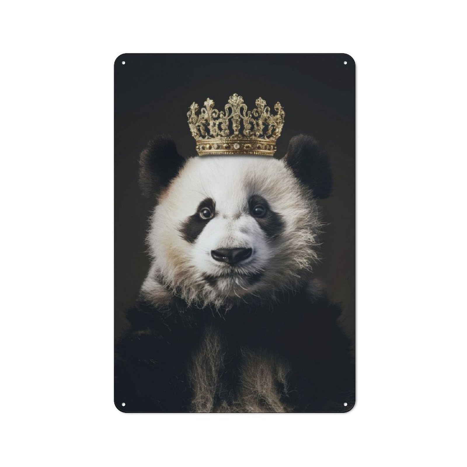 Junmoney Panda Animal Cute King Rustic Metal Sign 30X20cm For Kitchen Or Home Bar, Gift For Kitchen Decor Lovers During The Christmas Season