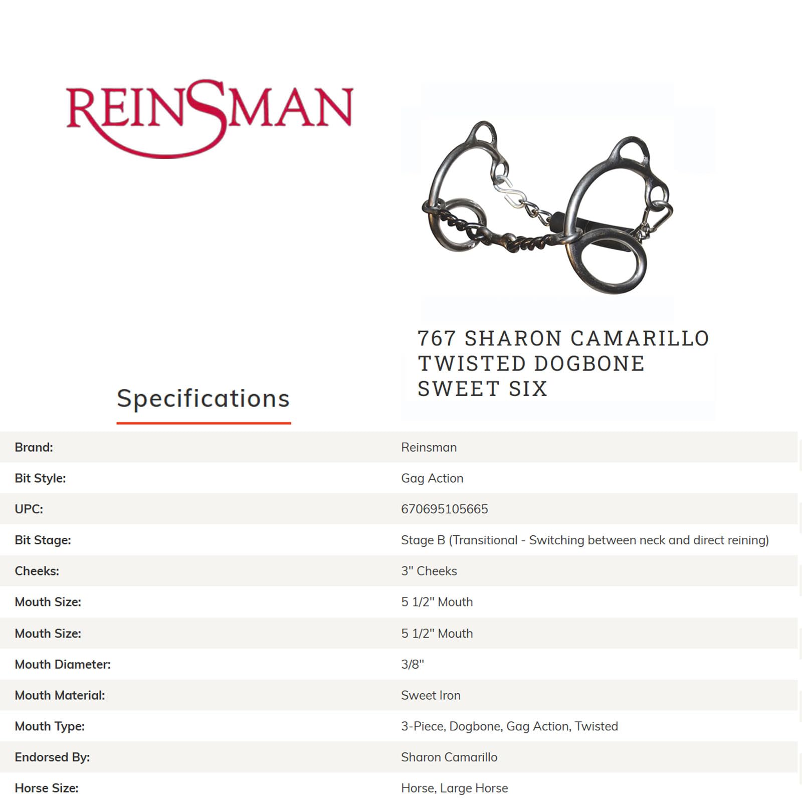 Circle Y REINSMAN Bits, Stage B; Sharon Camarillo (767)
