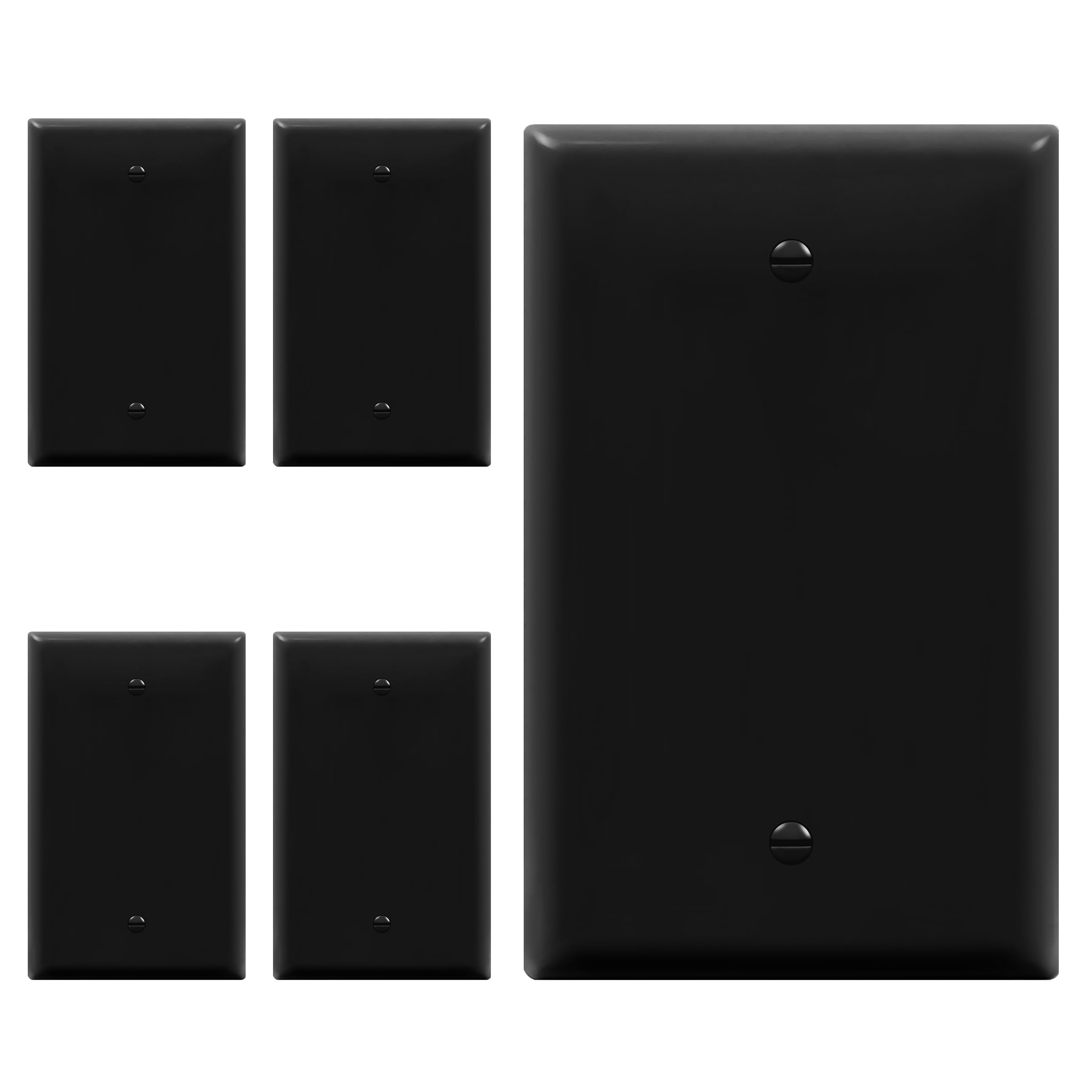 ENERLITES Blank Device Wall Plate, Gloss Finish, Mid-Size Blank Outlet Covers, 1-Gang 4.88" x 3.11", Unbreakable Polycarbonate Thermoplastic, UL Listed, 8801M-BK-5PCS, Black (5 Pack)-picture-11