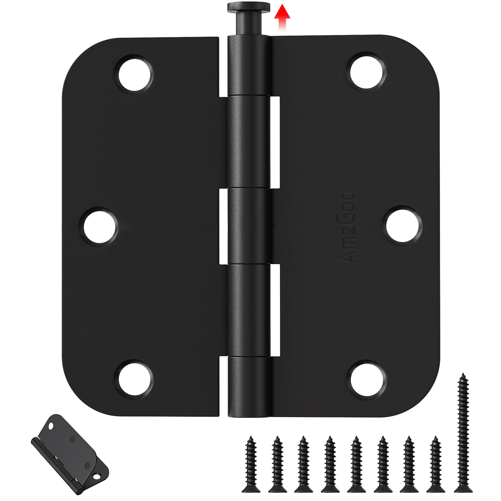 Charnières de porte noires 8,9 cm lot de 42 avec rayon 1,6 cm pour rénovation résidentielle