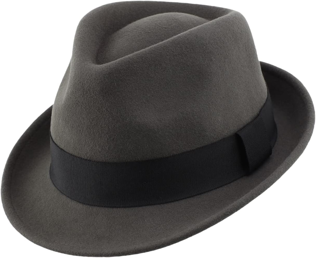 Men's Wool Felt Winter Hat Short Brim Fedora Hat