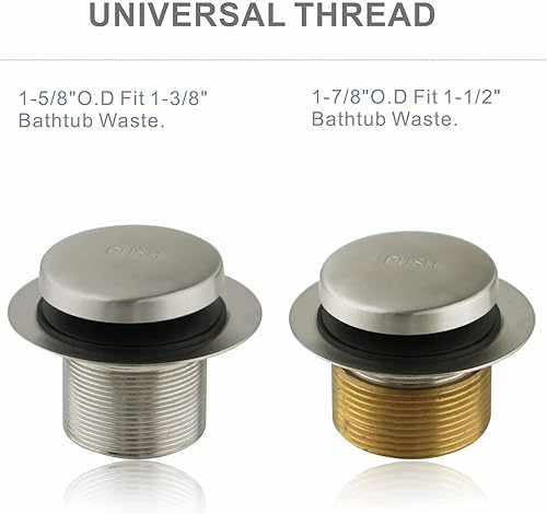 Miniatura 7 de Kit de conversión de drenaje de bañera con punta de drenaje, kit de recambio de níquel cepillado con placa frontal de desbordamiento de un solo