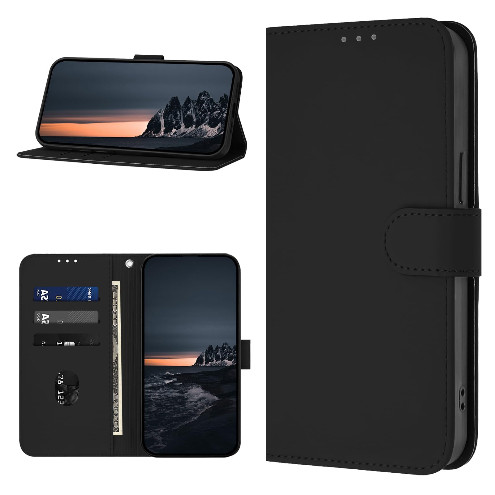 Etui do Samsung Galaxy S20 FE 5G/4G, etui premium ze skóry PU, otwory na karty; etui na portfel, odporne na wstrząsy etui ochronne do Samsung S20 FE 5G/4G (czarne)