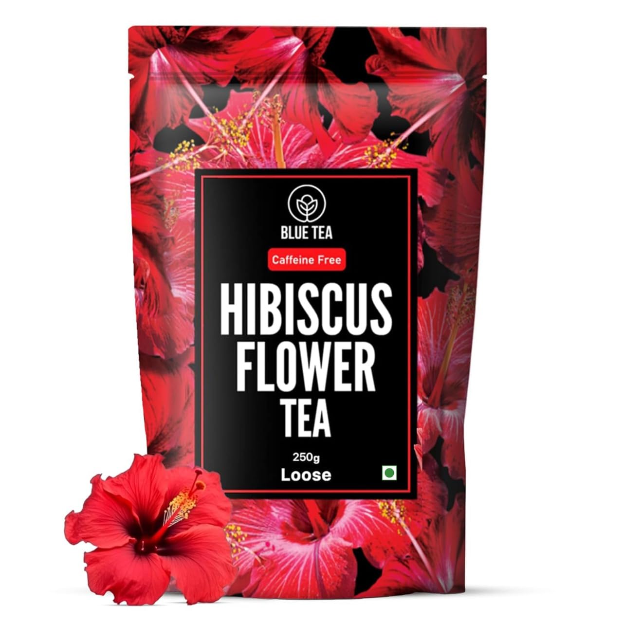BLUE TEA - Hibiscus Flower Tea - 250gm- 250 Cups || SKIN GLOW ENHANCING TEA | Vitamin - C Rich - Flower Based - Herbal Tea - Caffeine Free - Tangy Flavor | Featured In Shark Tank | Premium Zipper Pack