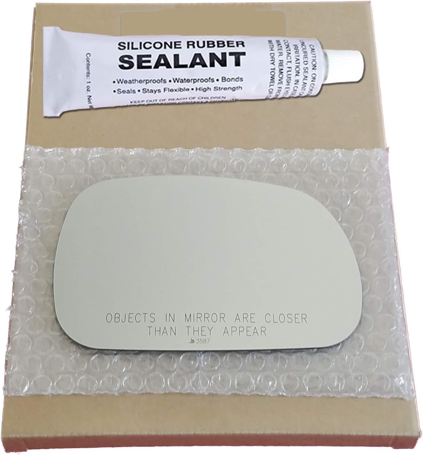 Mirror Glass Replacement + Silicone Adhesive for 1996-2002 BMW Z3 Passenger Side (1996 1997 1998 1999 2000 2001 2002 96 97 98 99 00 01 02)