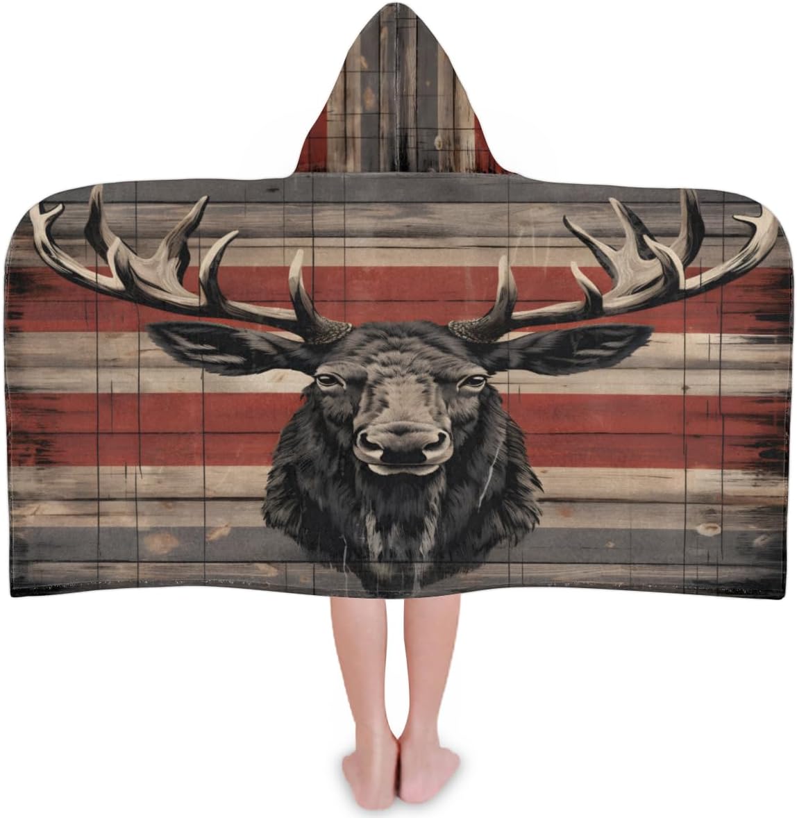 Pardick Kids Bath Towel Wooden Deer Beach Towel with Hood Pool Cover Up for Girls Boys Soft Absorbent Hooded Bath Towel Toddler Towels for Beach, Pool