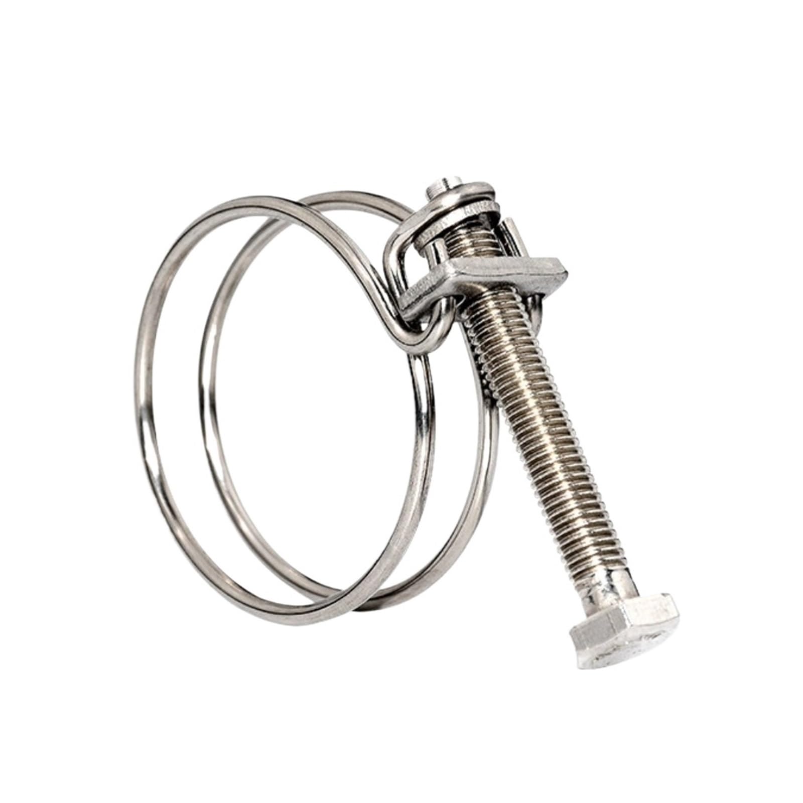 Abrazadera de manguera de doble línea Abrazadera de manguera de aro de alambre doble de acero inoxidable 201, 5 uds., sujeción de tubería de agua(52-57x3mm)