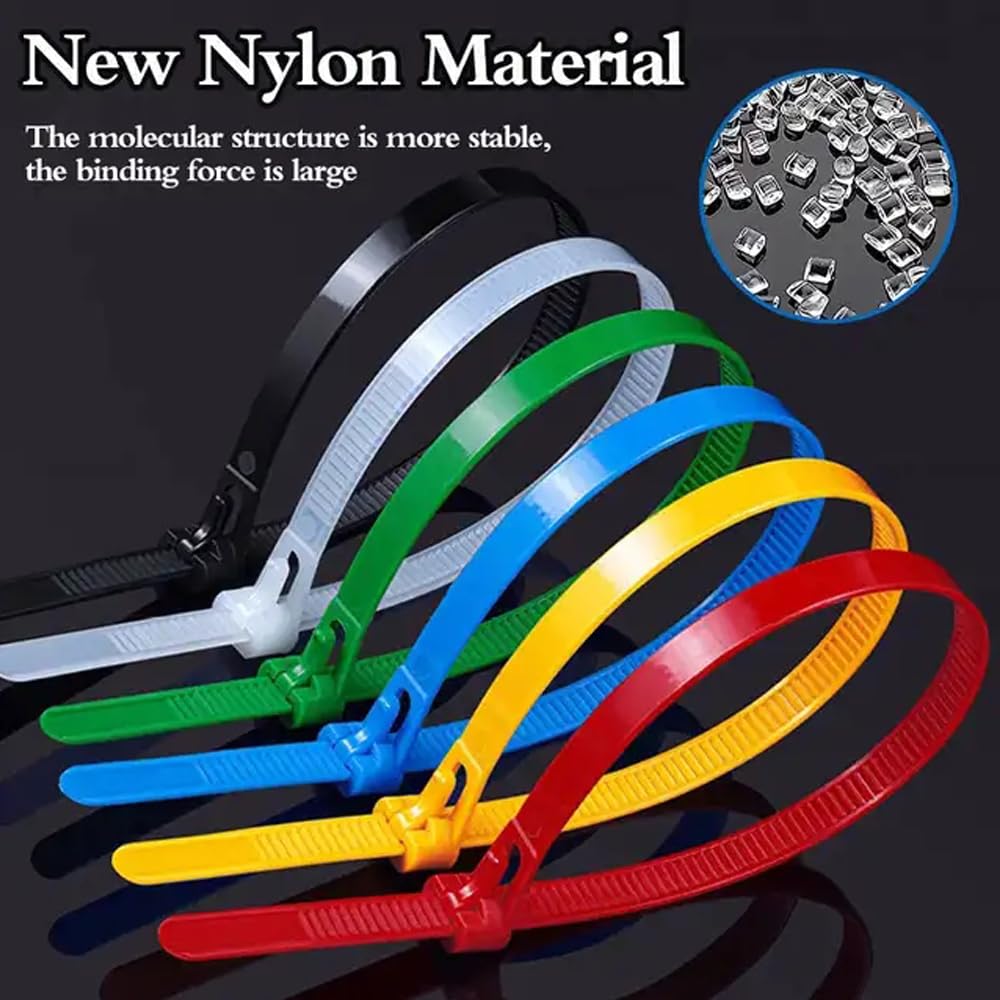 Ceinture De Securite 100 Pièces Attaches à Fermeture éclair De Câble En Nylon Avec Les Chapeaux Noirs