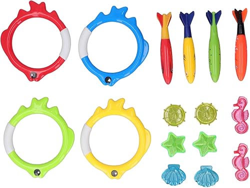 TOPINCN Underwater Swim Pool Diving Toys, Summer Swimming Dive Toy Set Swimming Pool Diving Rings Seahorses Torpedos, Training Dive Swim Water Toy