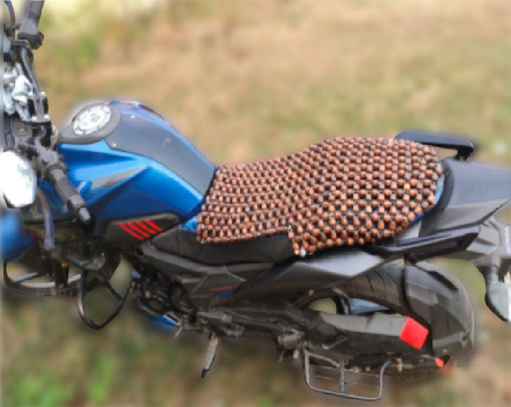 Q1 Beads BLCoffee Acupuncture Wooden Beads Bike Seat Cover Supports Sit Bones, Tailbone, and Buttock Muscles - Massager for Long Drives Air Cushion/Seat pad for All Bike- Pack of 1 (for Bike only) - Image 2 thumbnail