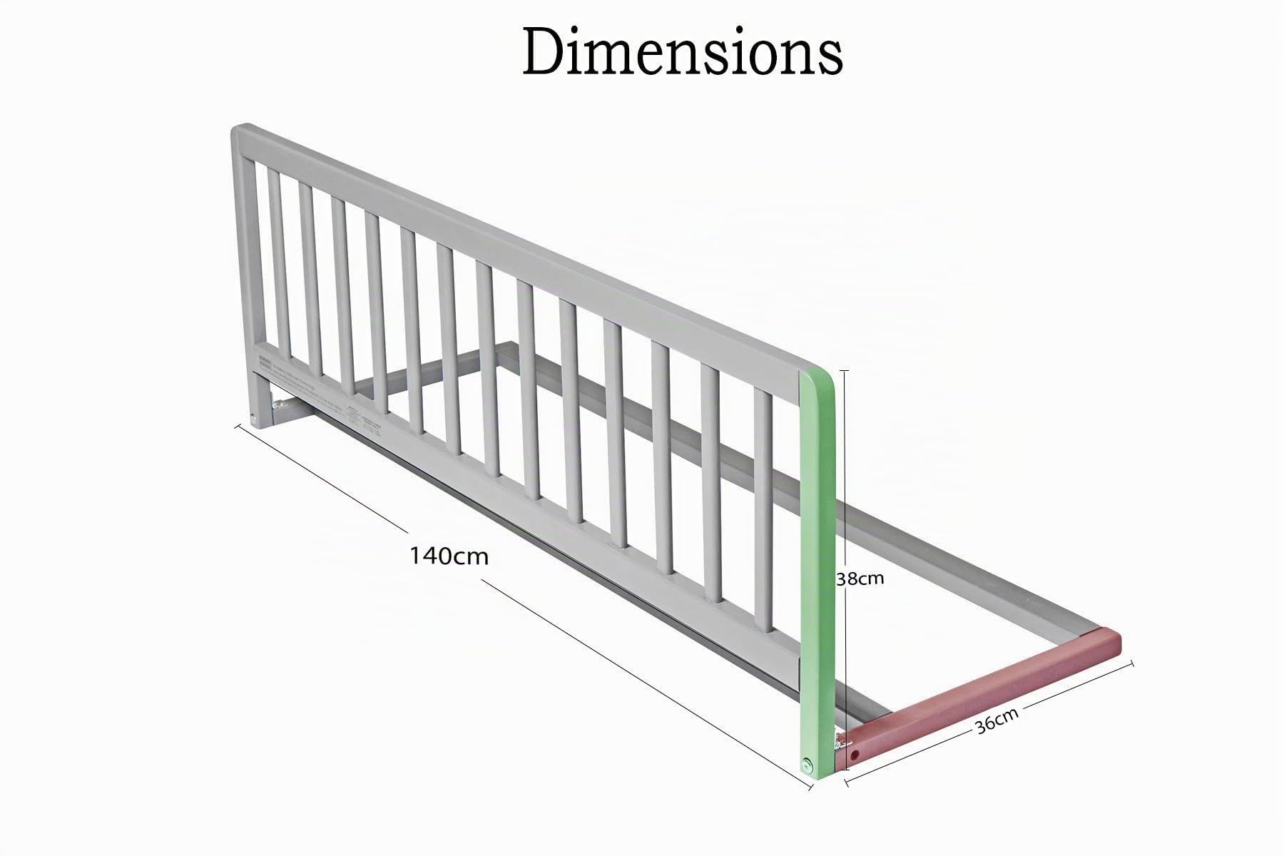 Safetots Barrière de Lit en Bois, Sécurité pour Bébé, Rail de Lit Enfant Pré-Assemblé, 140cm de Largeur x 38cm de Hauteur, Couleur Gris