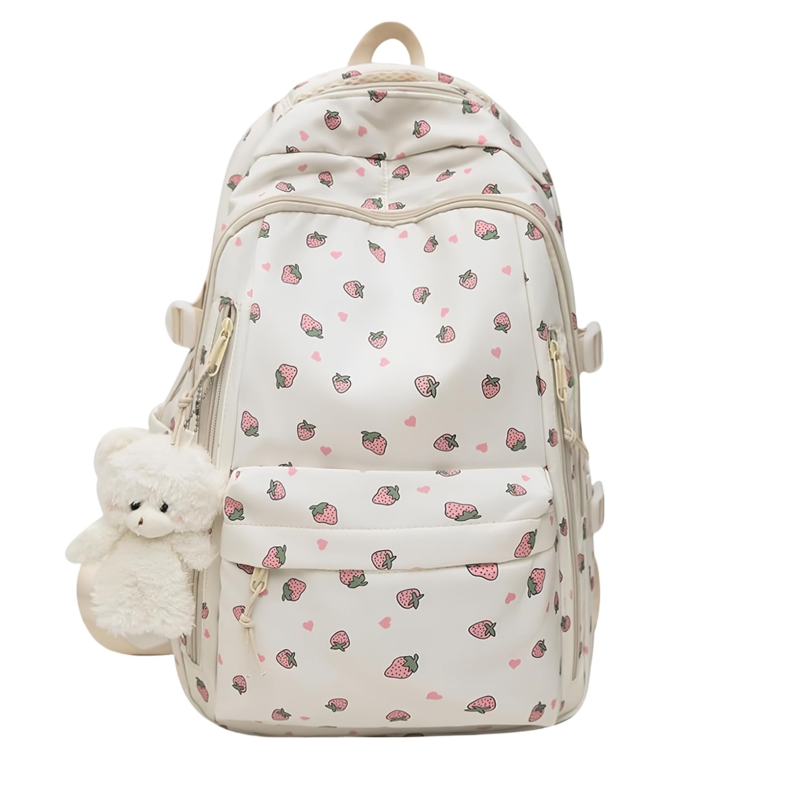 Jeeeun Unisex Kids Strawberry Cherry Backpack For Girls - Coquette Backpacks, Cute Kawaii Backpack With Cherry Pattern For Middle & High School (Strawberry)