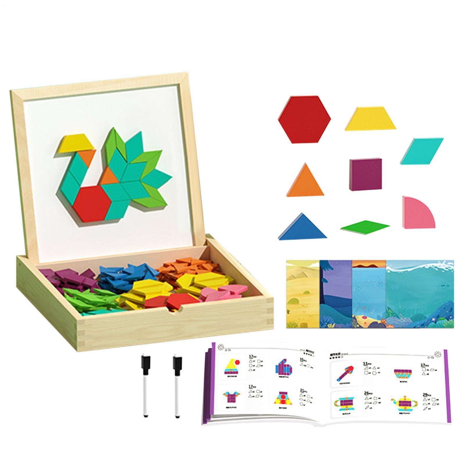 Puzzle De Bloques Geométricos De Madera Educación Matemática Temprana Y
