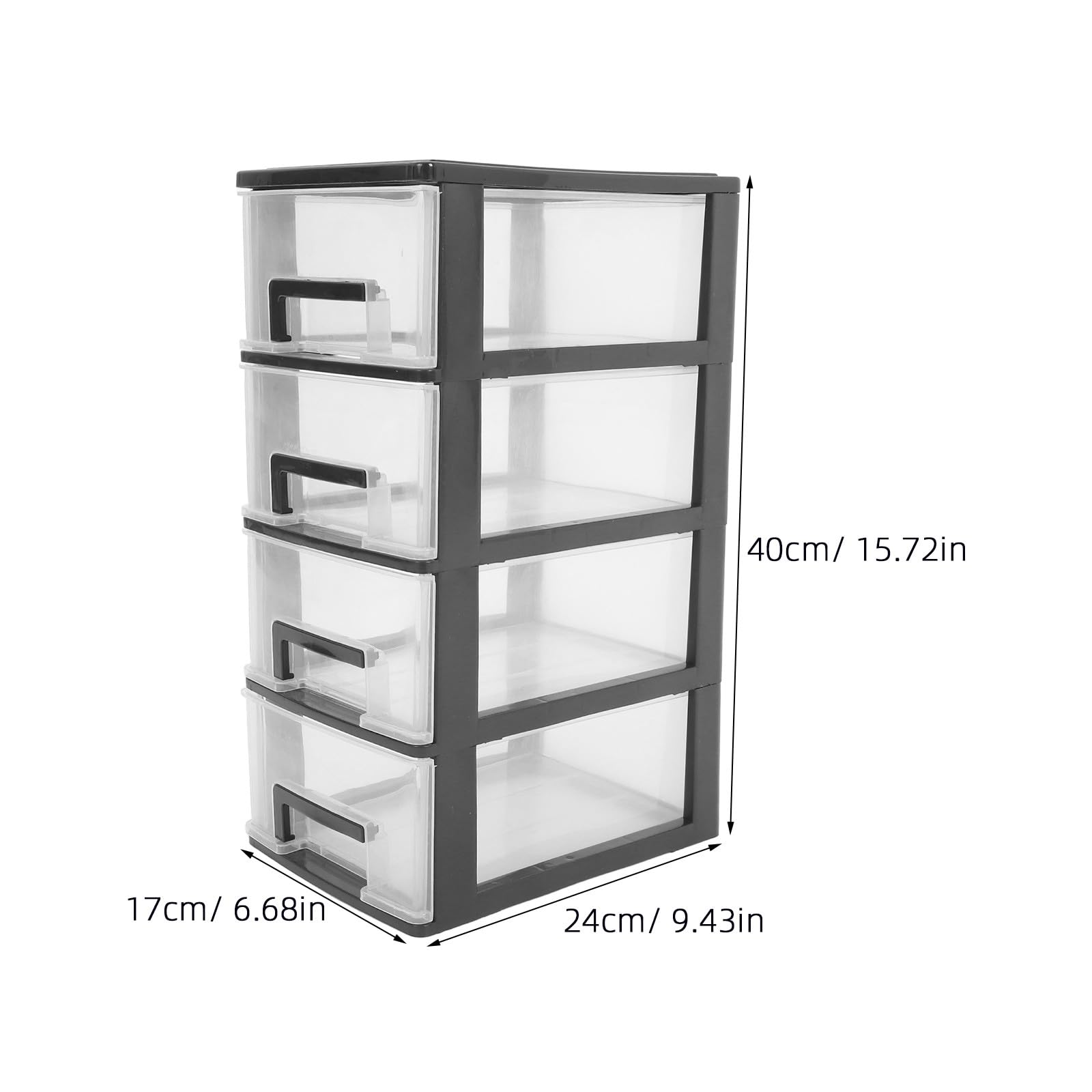 NOLITOY Boîte de Rangement à Tiroirs Transparente en Plastique Pp, 4 Couches, Design Simple et Élégant, Portable pour Salon et Bureau, Organisateur de Bureau Polyvalent