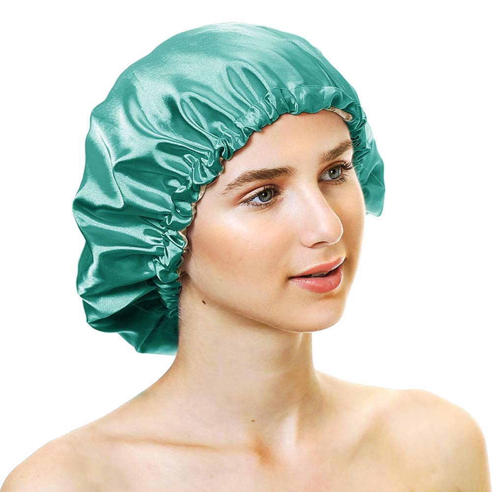 Extra Large Adjustable Double Layer Satin Hair Bonnets with Drawstring for Women Night Sleeping Long Silky Satin