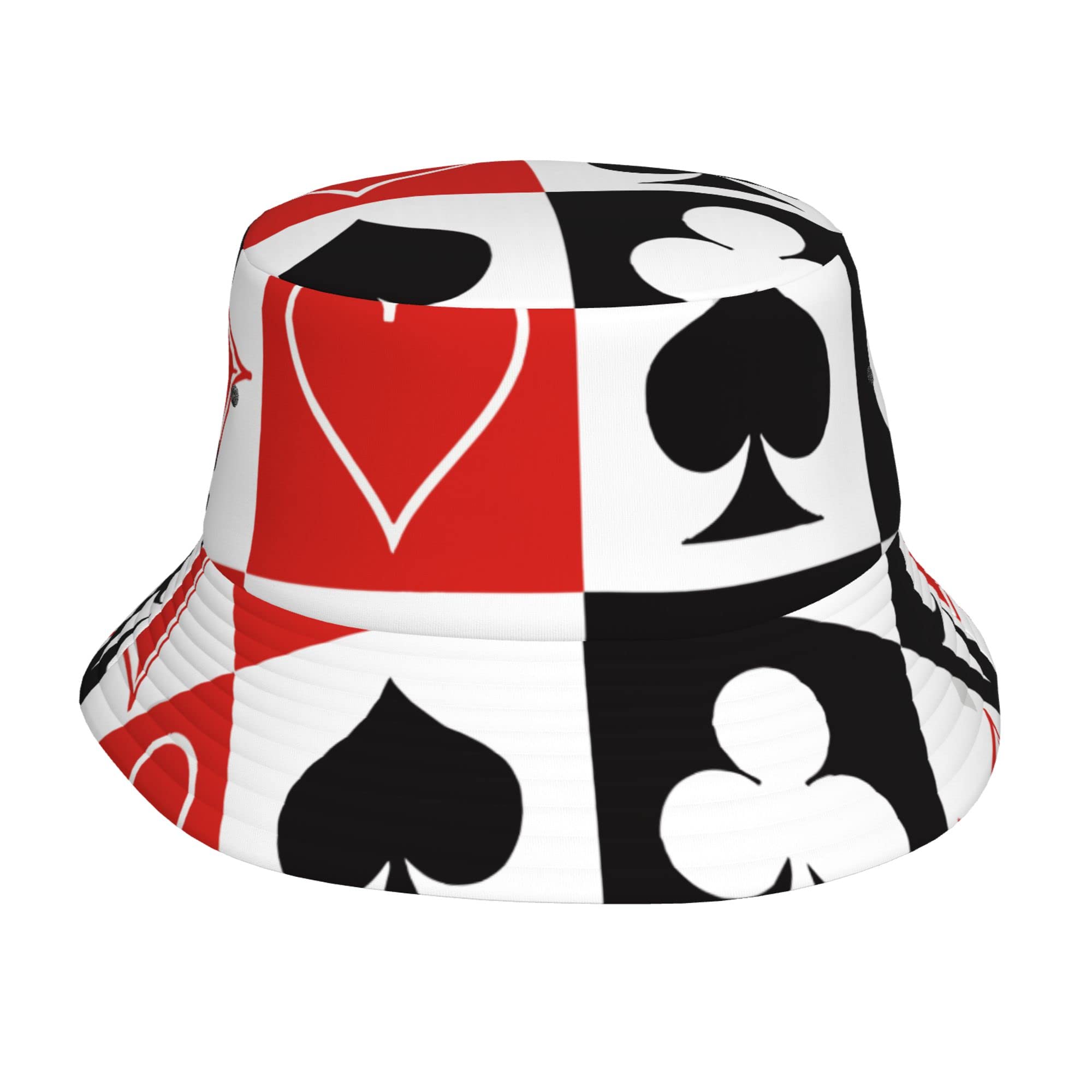 AOOEDM Grid Poker Playing Cards Unisex Bucket Hat Summer Travel Beach Sun Hat Wide Brim Fisherman Cap