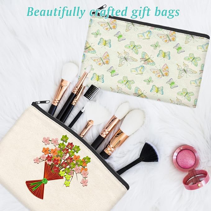 Dhyanexa Cotton Canvas Bags for Crafts White Blank DIY Makeup Bags Pencil Case Canvas Pouch for Travel, Party Gift,Travel Toiletry with Black Zipper Makeup Bag Cosmetic Bag Multipurpose (6) 3