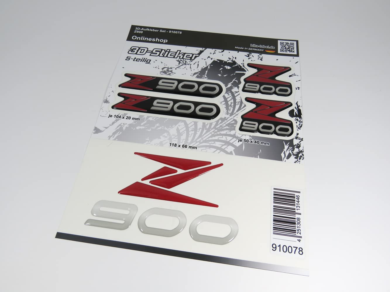 Bike-Label Schriftzug 3D Aufkleber Emblem kompatibel für Kawasaki Z900 Rot X910078VA