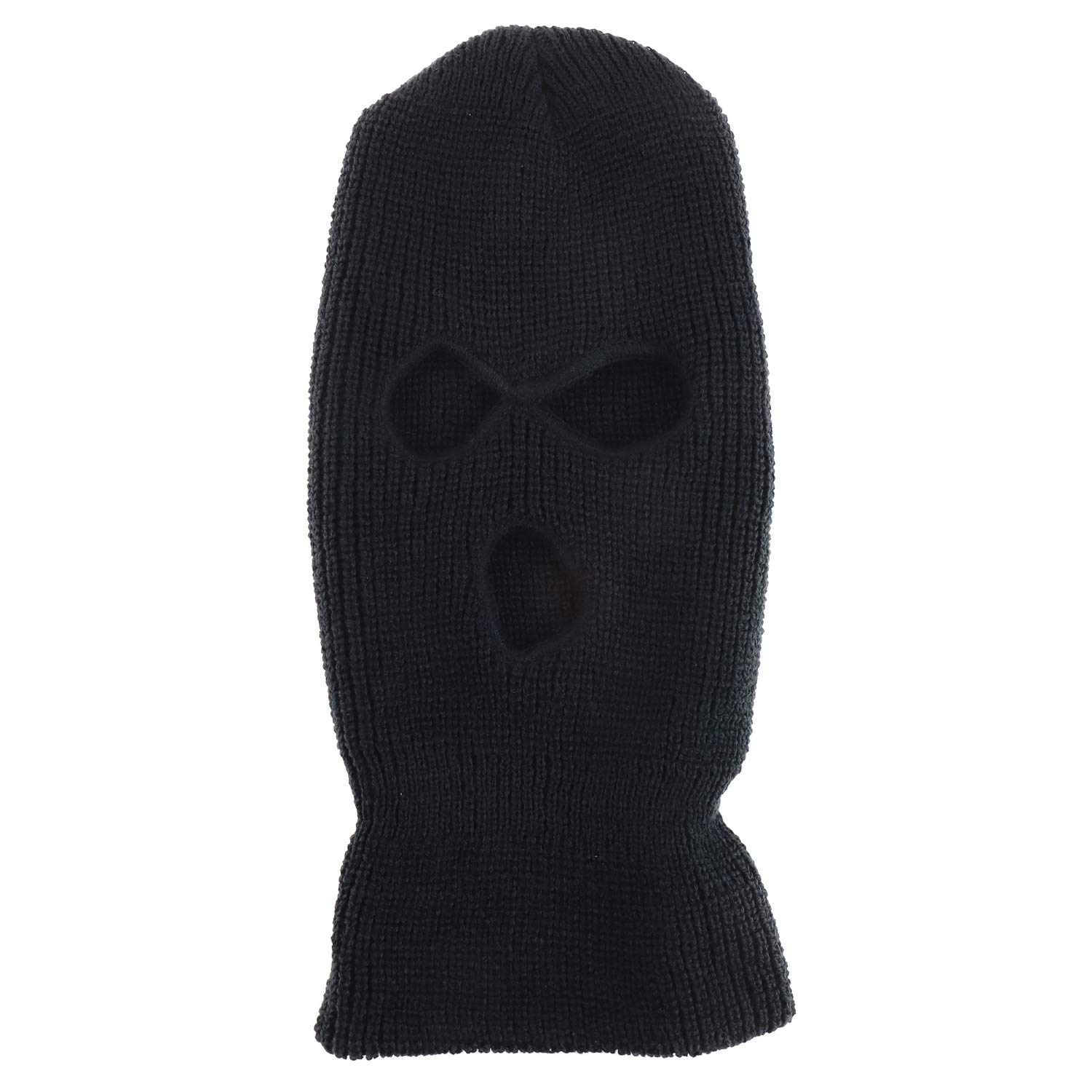 Decky Winter Full Face Cover Acrylic Ski Mask 3 Beanie Hat - Black
