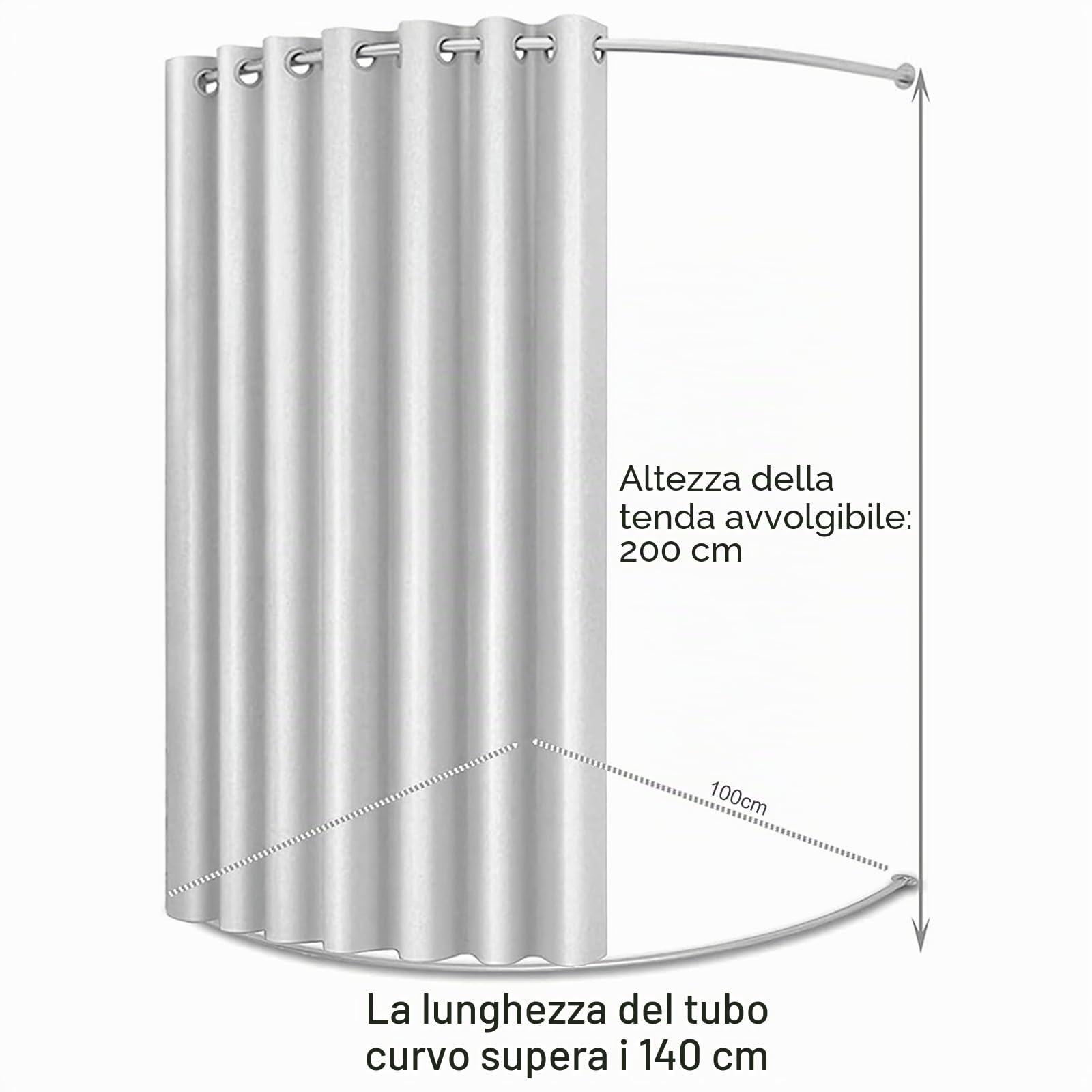 Cabina per camerini per negozi di abbigliamento, 100 cm per camerini e spogliatoi utilizzati in centri commerciali e uffici, per protezione della privacy e divisorio, include tenda oscurante