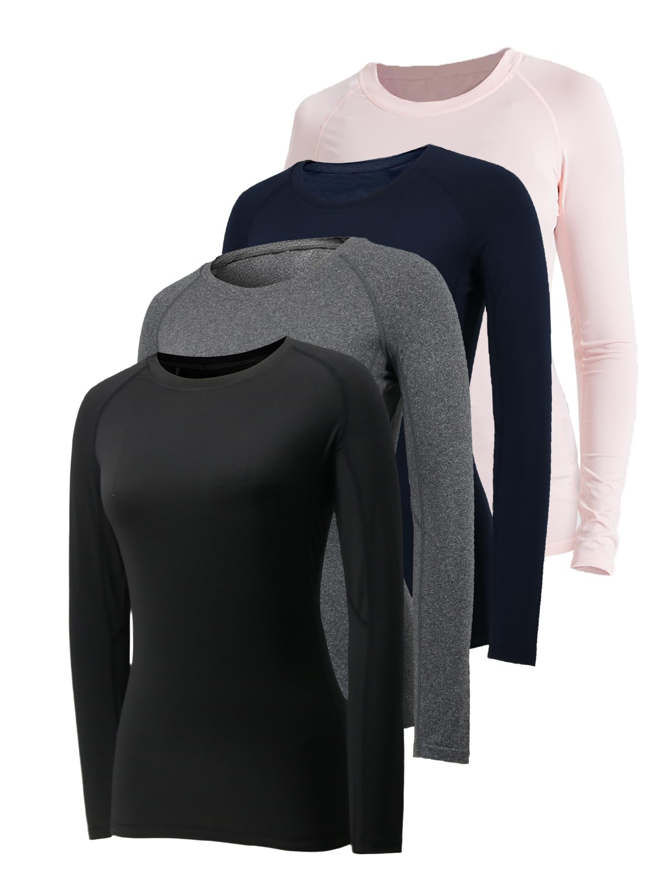 4 Pack Short Sleeve Compression Shirt Women Workout Athletic Baselayer Yoga Softball T-Shirts Cool Running Tops-image-25