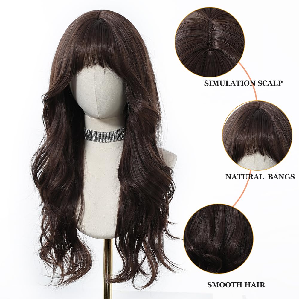 Esmee Long Wavy Brown Wigs for Women Natural Synthetic Hair Ombre Wig for Daily & Party Use, Brown 1285-1, 26 Inch (Pack of 1) - Image 3