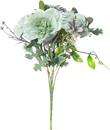 Generic Planta falsa de seda sintética, peonía, planta artificial, delicada, verde vivo