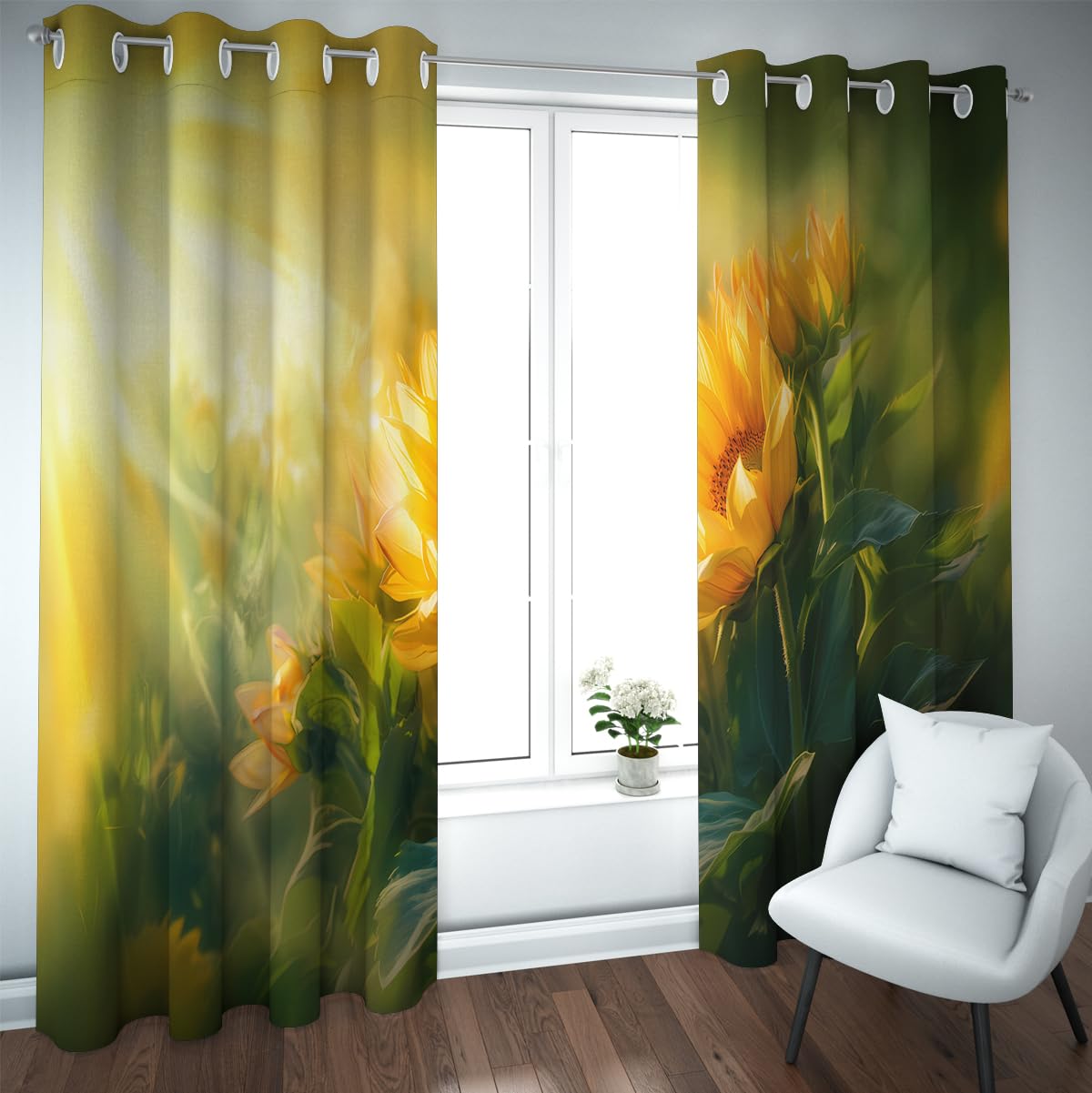Rideaux occultants de chambre fleuris pour une décoration de fenêtre zen