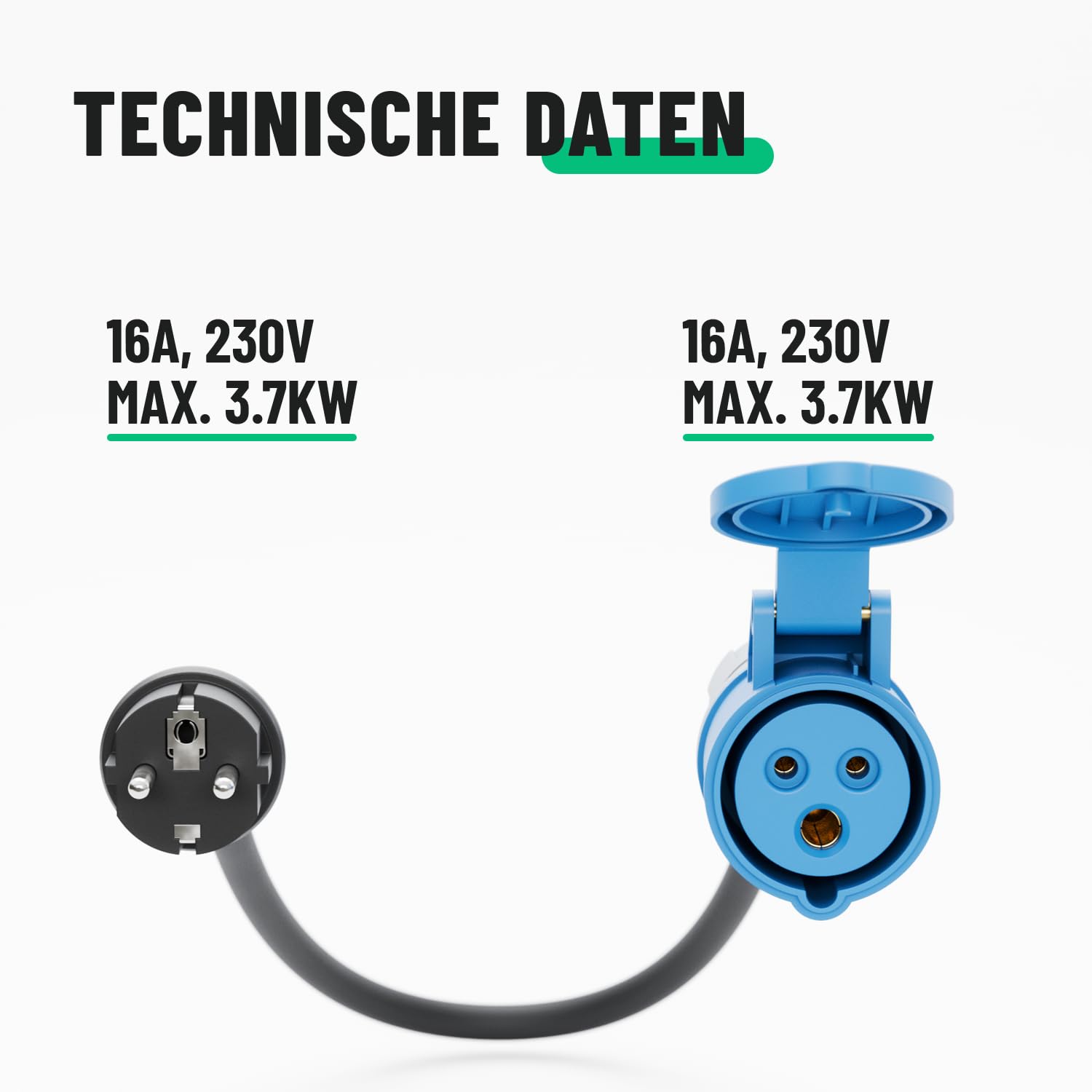 greate CEE Adapter Set Schuko Stecker auf CEE Kupplung & CEE Stecker auf Schuko Kupplung - Adapter CEE Stecker Kupplung 230V & IP44 Schutz - CEE Adapter Schuko Kupplung, Strom für Camping, CE Adapter