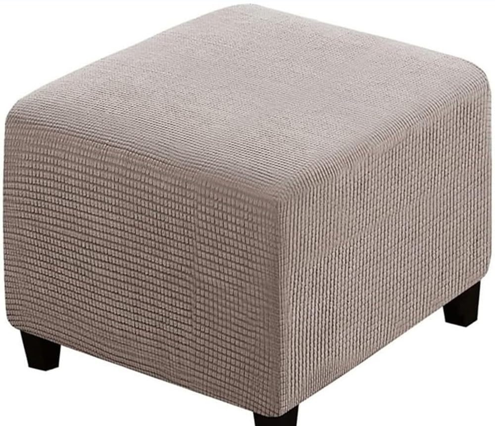 SWJ-swjssb Stretch Corduroy Ottoman Slipcover,Square Footstool Cover Large Brown Grey Black Footrest Pouffe Protector Covers With Elastic Bottom Washable Super Soft Ottoman Covers(Taupe,70x70 cm)