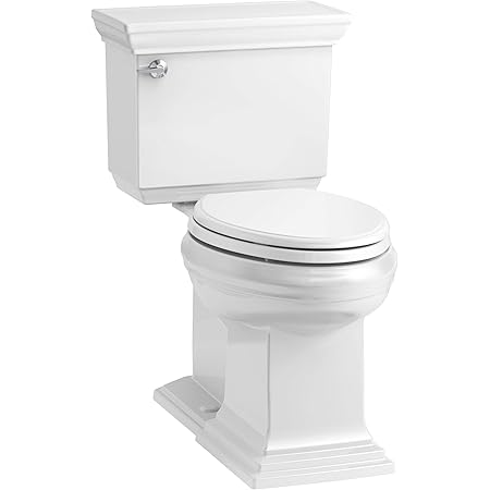 KOHLER K-6669-0 Memoirs Stately Comfort Height 2-Piece Elongated Toilet, 1.28 GPF, White