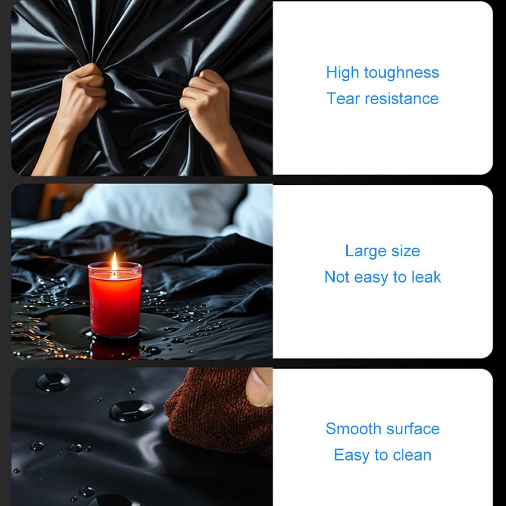 Lenzuolo impermeabile 200 x 220 CM Lenzuola Impermeabili in PVC Copriletto da Gioco in Plastica Telo Impermeabile Letto Nero per Evitare Che Il Materasso Si Bagni