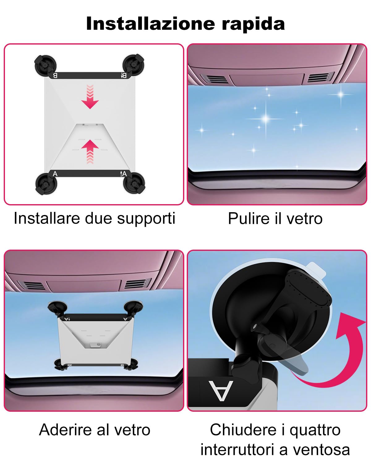 Mwin Starlink Mini Supporto a ventosa - Staffa per portapacchi per accessori Starlink Mini per finestre e tetti apribili compatibile con auto, caravan, barche e camion
