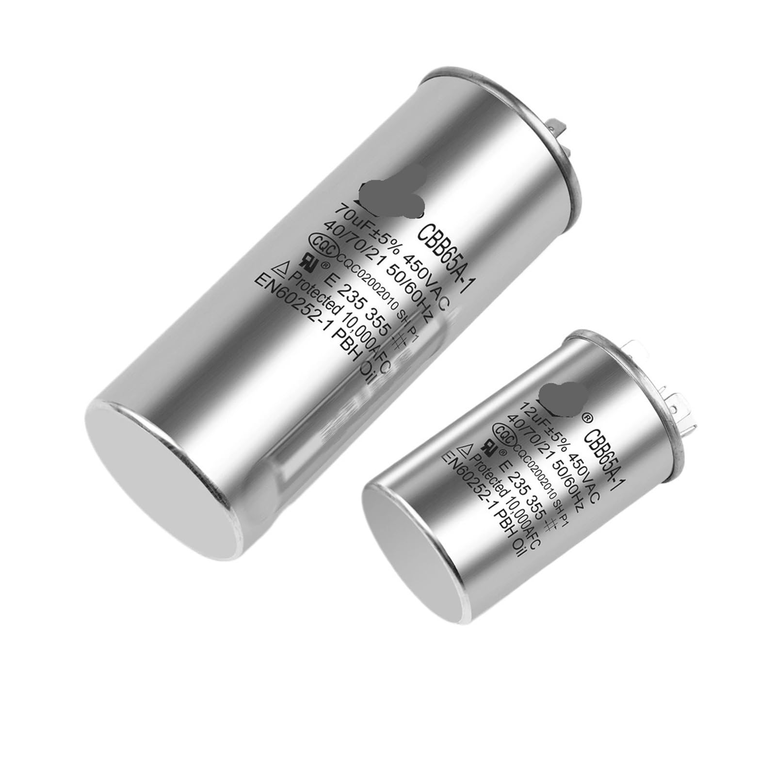CBB65 Air Conditioner Capacitor Electronic Starter Run Capacitors Starting 450V AC 5UF 6UF 15uF 20uF 25uF 30uF 35uF 40uF 45uF Refrigerator(450V70UF)