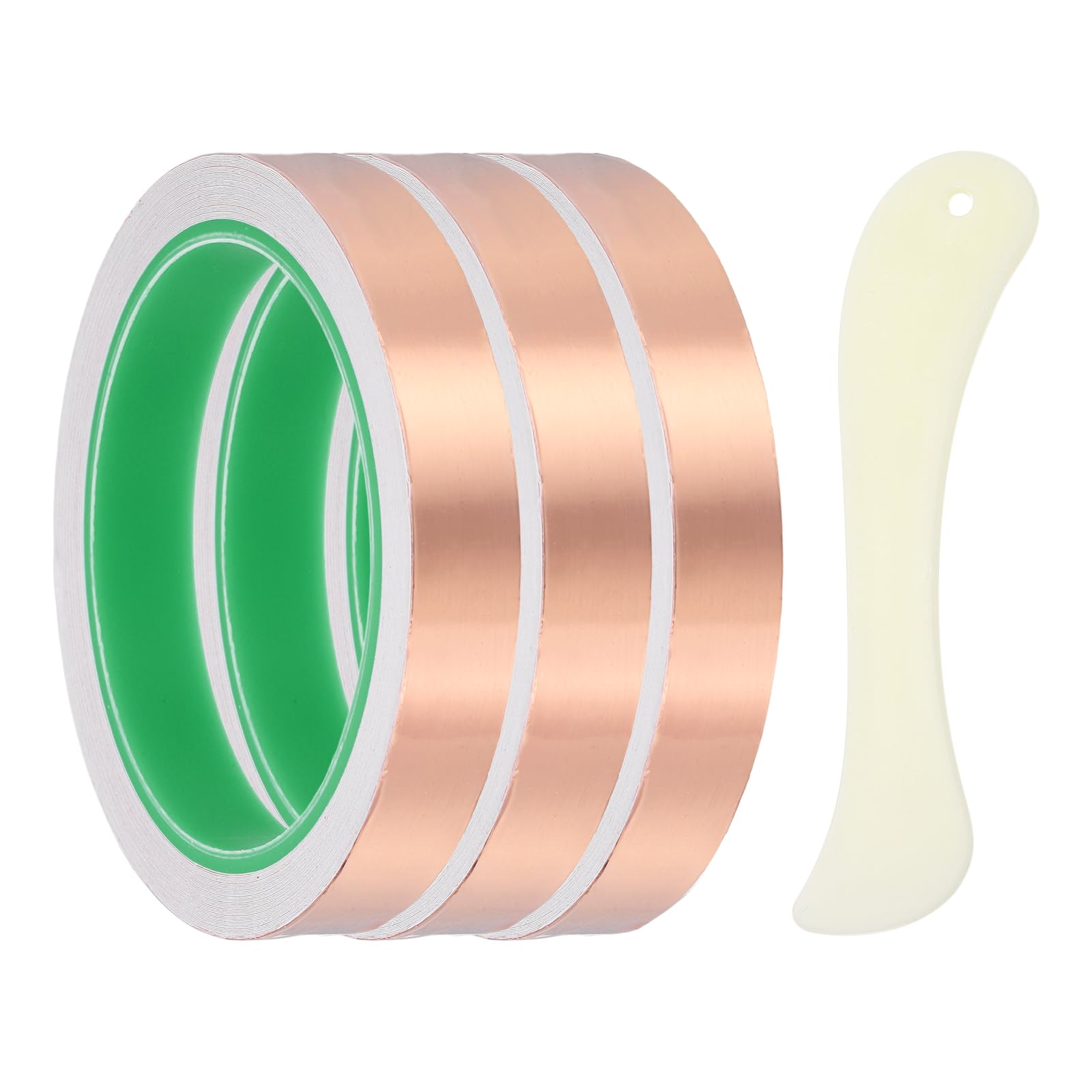 PATIKIL Copper Foil Tape, (0.59 Inch x 33 FT, Brass) (3 Set), Double Conductive Adhesive Tape with Correction Tool, Suit for - Guitar EMI/RFI Shielding/Electrical Repairs
