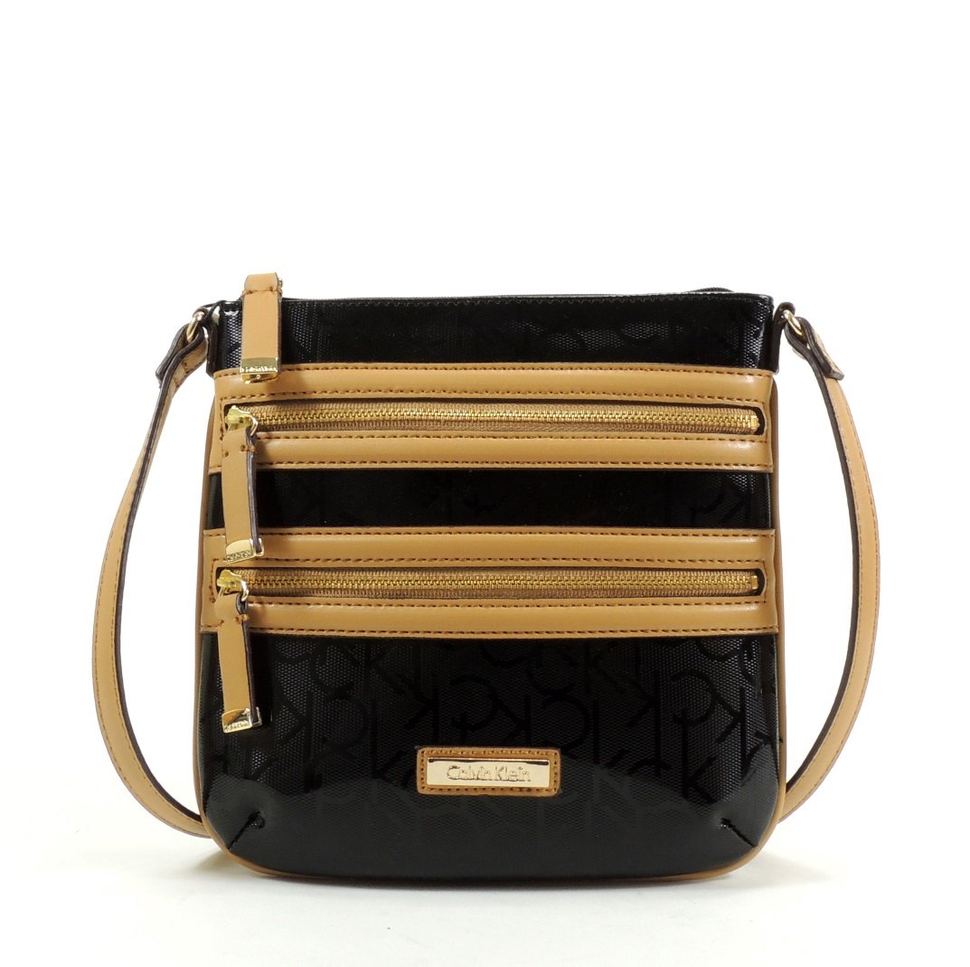 Women's Calvin Klein Purse Handbag Crossbody Black/Camel