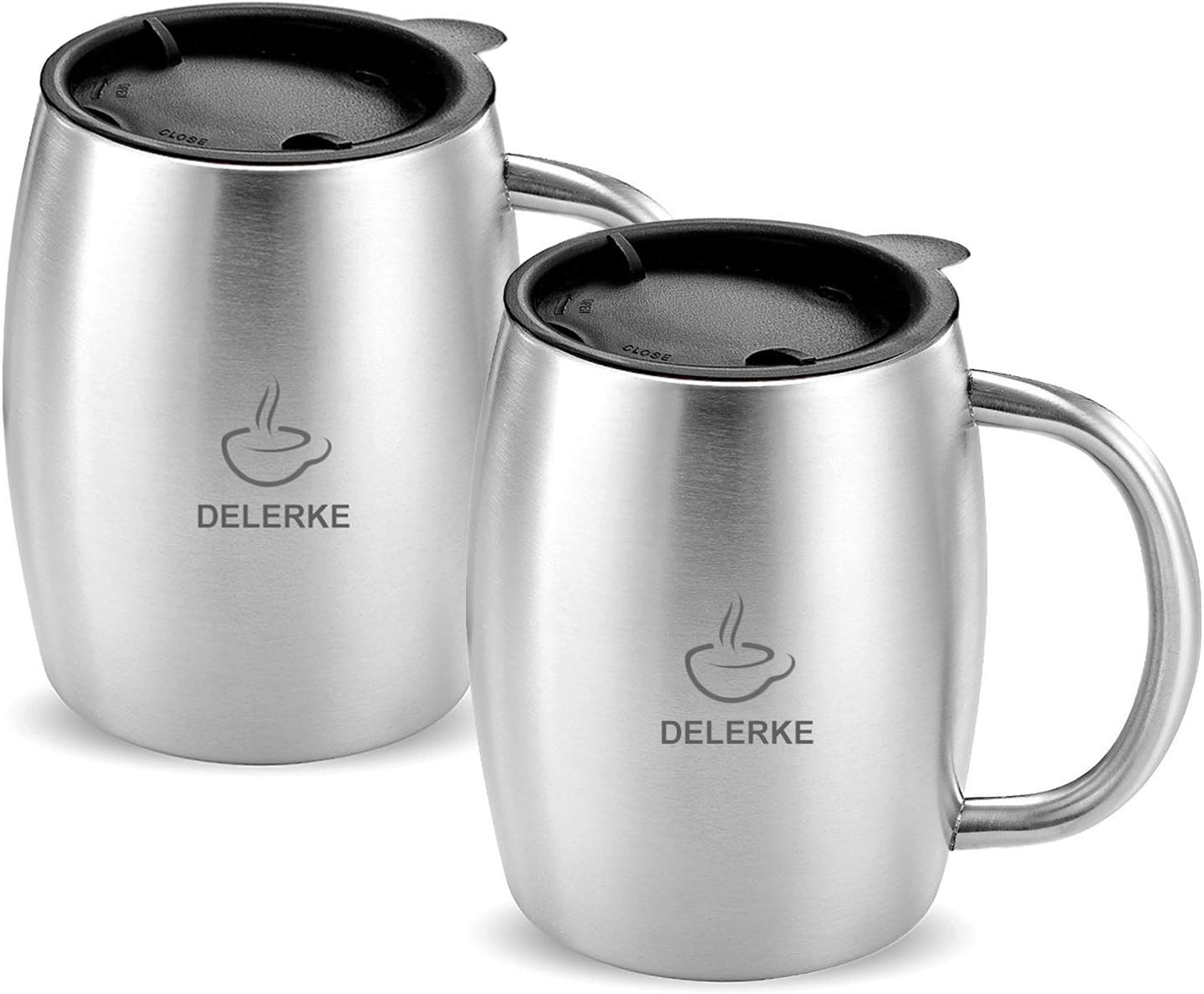 Coffee Mugs -Stainless Steel Double Walled Insulated Coffee & Beer Travel Cups with Lids (Set of 2) …