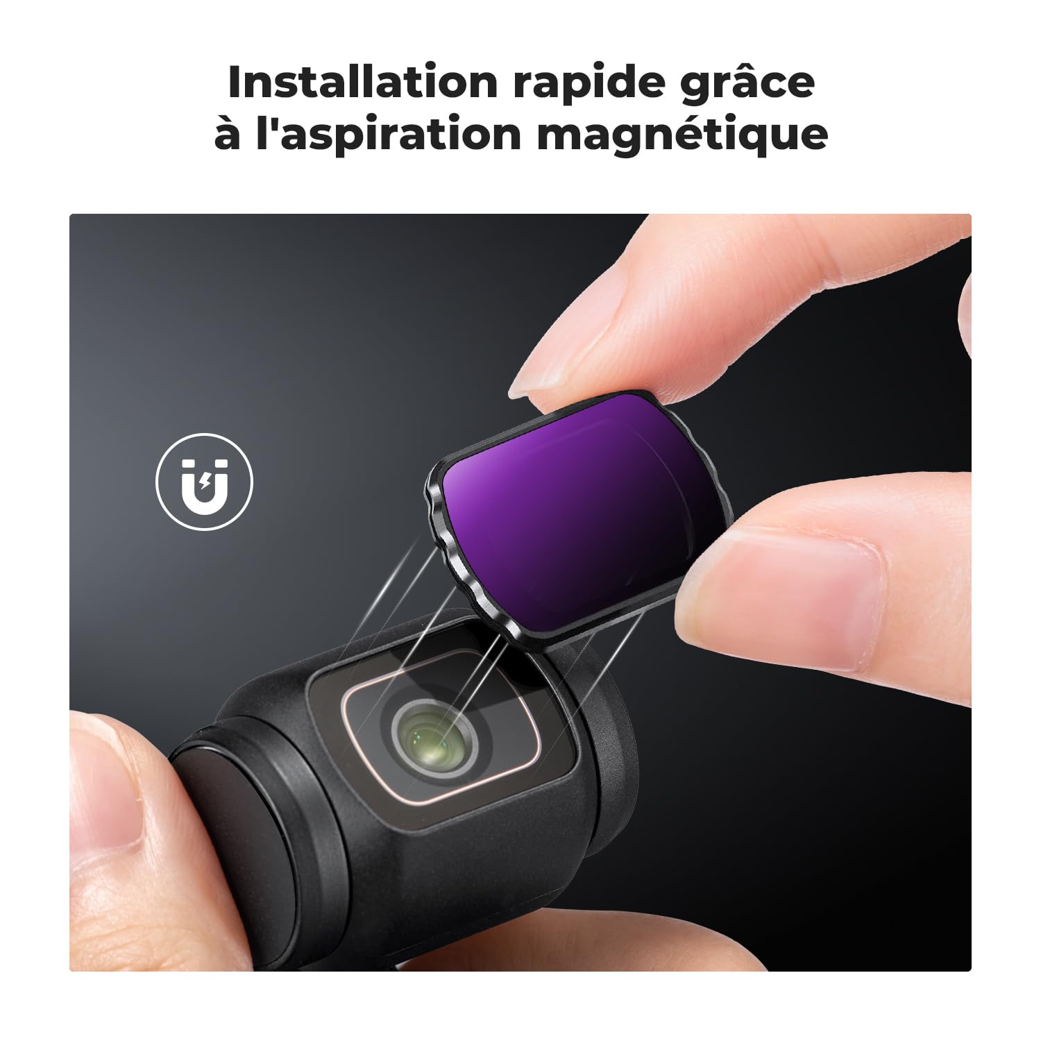 K&F CONCEPT Black-Mist 1/4 ND16 ND64 ND256 Magnétique Compatible avec DJI Osmo Pocket 4/ Pocket 3 et Film de Protection