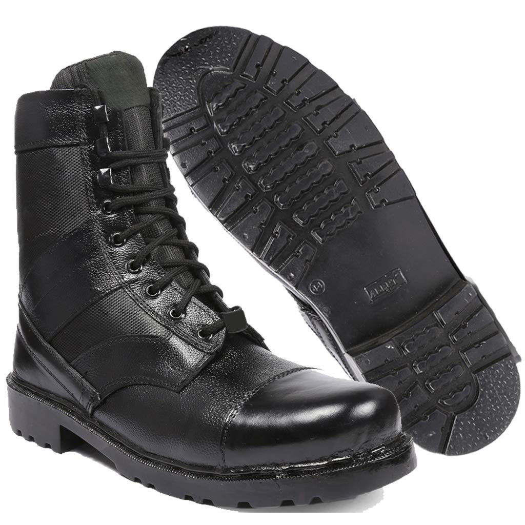 PARA TROOPS Mens Black Genuine Leather Commando Boot Shoes (B07VN7XFXR) Amazon Price History, Amazon Price Tracker