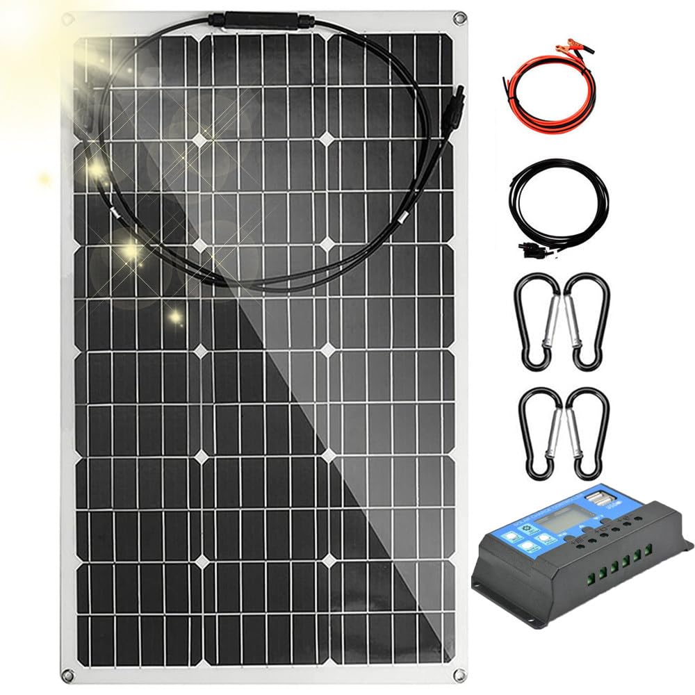Panneau solaire monocristallin 300 W avec contrôleur 40 A – Idéal pour garage, camping-car, caravane – Chargeur solaire de sortie USB pour toit, yacht, bateau