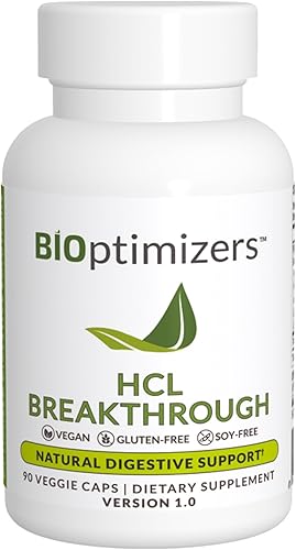 Miniatura 1 de HCL Breakthrough - Suplemento de reflujo ácido - Fuente natural de hidrocloruro de betaína (HCI) - Proporciona acidez estomacal, hinchazón y alivio