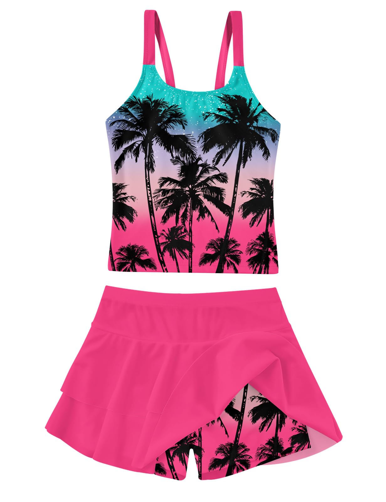 ALISISTER Girls Tankini Swimsuit Two Piece Bathing Suits Summer Beach Swimwear with Shorts for 7-12 Years