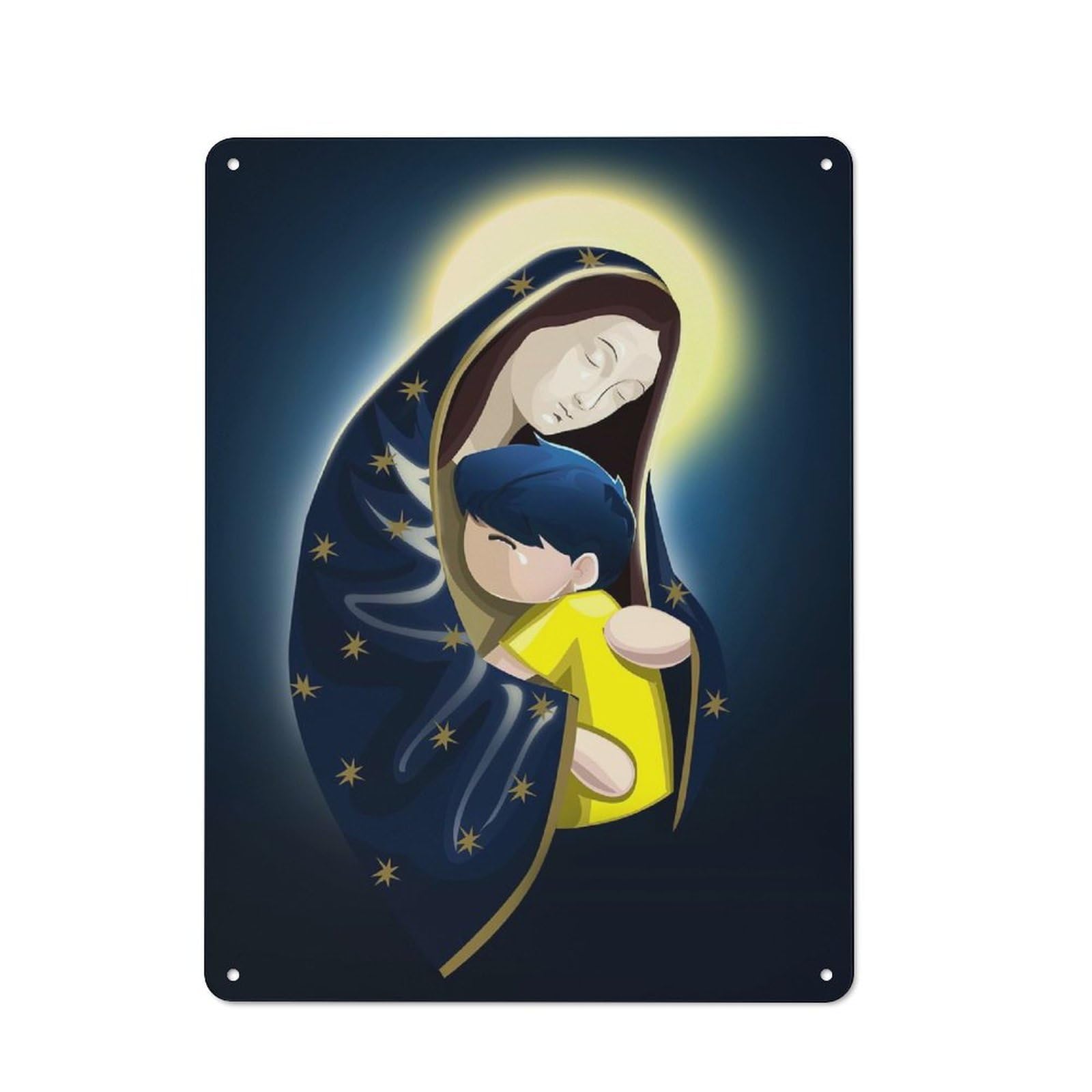 Junmoney Guadalupe And Child Classic Tin Wall Sign 40X30cm, Diner Style Decor For Coffee Bar, Kitchen, Bistro Or Tea Corner